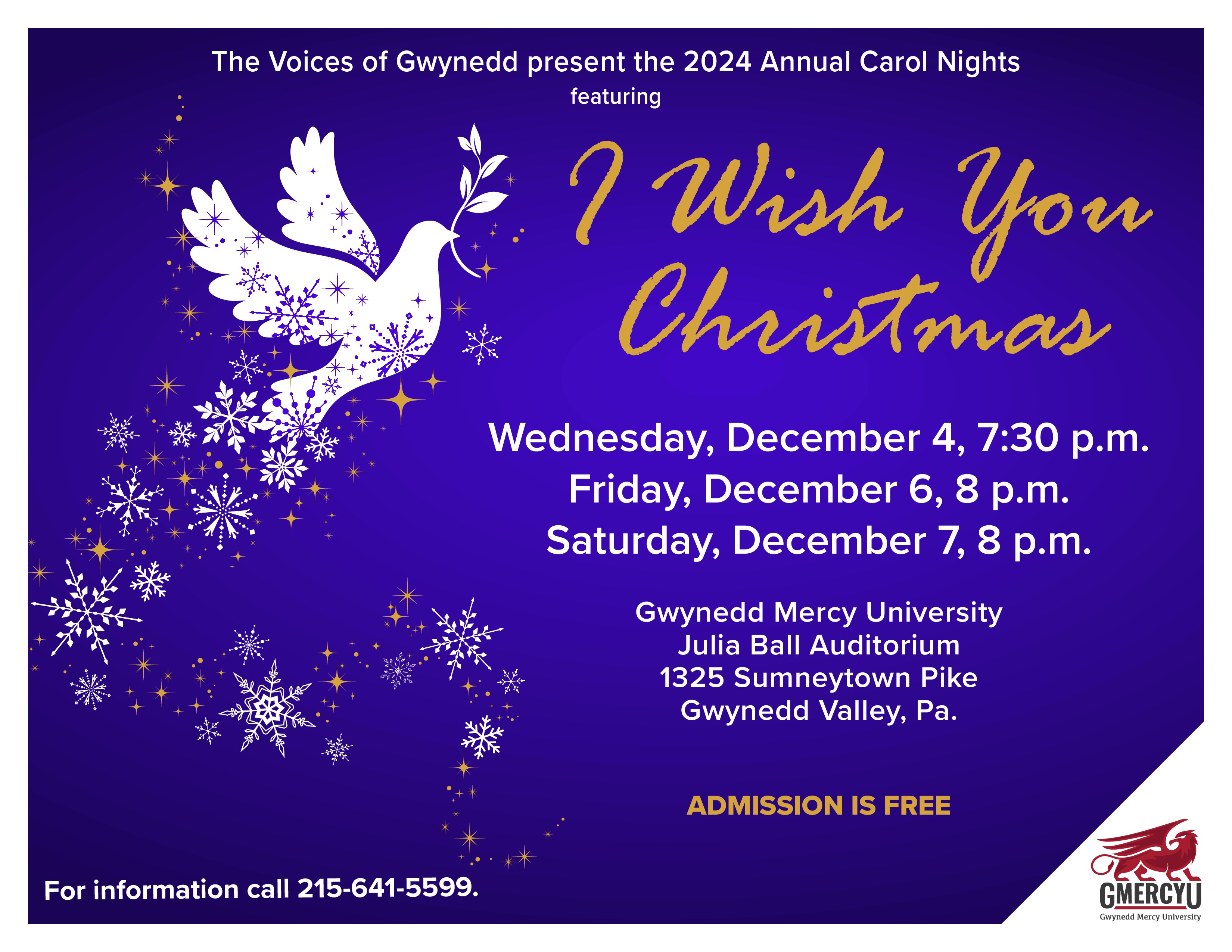 Annual Voices of Gwynedd Carol Nights Flyer