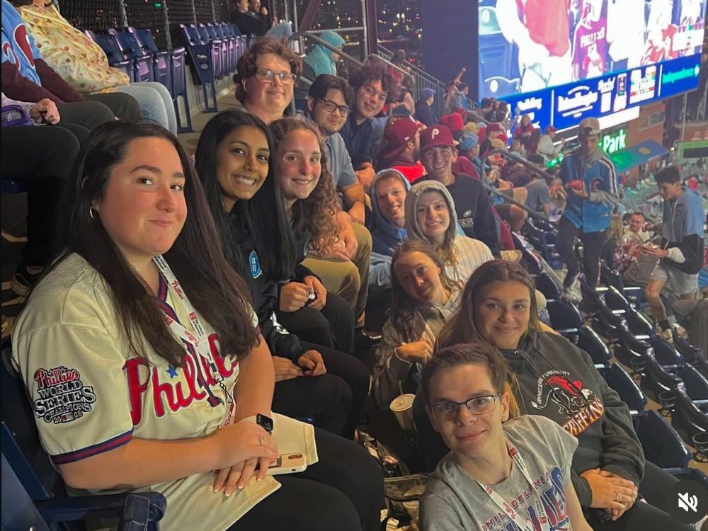 Students at a Phillies game